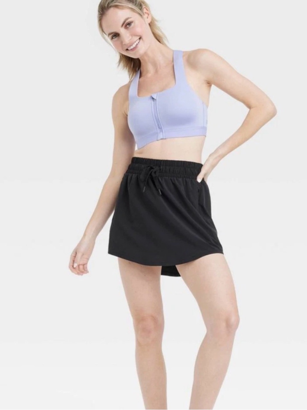 NWT All in Motion Women's Black Athletic Skort with Drawstring Waist